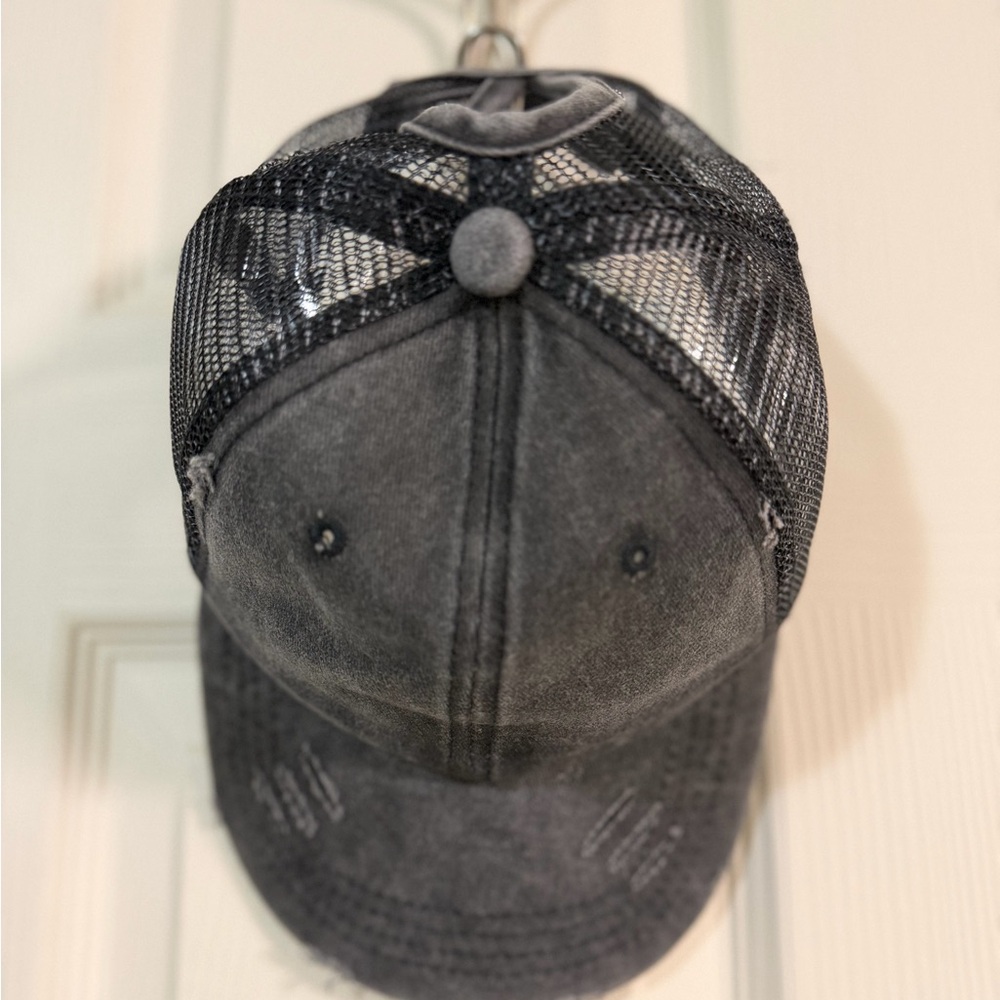 Black Distressed Trucker Hat
